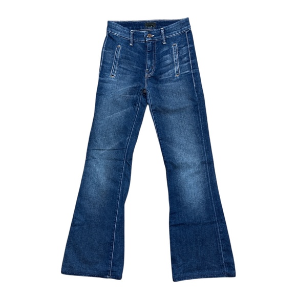 MOTHER Women's Blue Flare Jeans - Picture 1 of 11